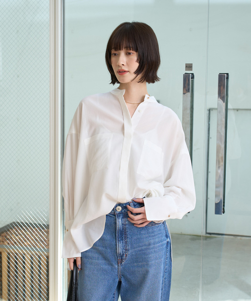 Rouge vif Anna（ルージュヴィフアンナ）の「NEWドルマンビッグシャツ（シャツ/ブラウス・レディース・ラベンダー/オフホワイト/チャコールグレー・フリー）」の13枚目の写真