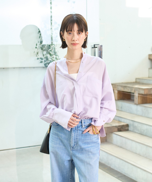 Rouge vif Anna（ルージュヴィフアンナ）の「NEWドルマンビッグシャツ（シャツ/ブラウス・レディース・ラベンダー/オフホワイト/チャコールグレー・フリー）」の9枚目の写真