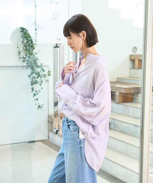 Rouge vif Anna（ルージュヴィフアンナ）の「NEWドルマンビッグシャツ（シャツ/ブラウス・レディース・ラベンダー/オフホワイト/チャコールグレー・フリー）」の8枚目の写真