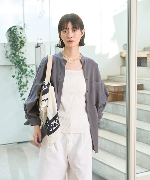 Rouge vif Anna（ルージュヴィフアンナ）の「NEWドルマンビッグシャツ（シャツ/ブラウス・レディース・ラベンダー/オフホワイト/チャコールグレー・フリー）」の6枚目の写真