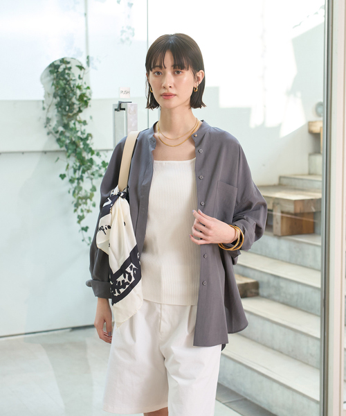 Rouge vif Anna（ルージュヴィフアンナ）の「NEWドルマンビッグシャツ（シャツ/ブラウス・レディース・ラベンダー/オフホワイト/チャコールグレー・フリー）」の5枚目の写真