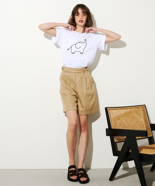 Unitage(ユニテージ)の「ゾウさん刺繍TEE(Tシャツ/カットソー・レディース・ベージュ/ホワイト/ネイビー・FREE)」の19枚目の写真