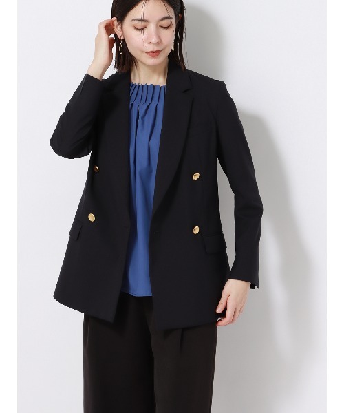 SUIT SQUARE(スーツスクエア)の「デザインタックブラウス 半袖 ウォッシャブル バルーンスリーブ ソフトクロス(シャツ/ブラウス・レディース・ブルー系/アイボリー系・38(9号))」の21枚目の写真