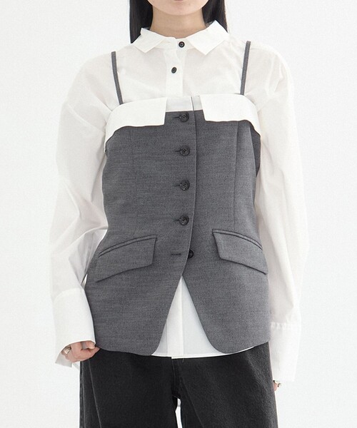 セール】【残りわずか！】リネンライクオープンラップデザインビスチェ