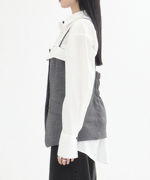 UNITED TOKYO（ユナイテッドトウキョウ）の「【残りわずか！】リネンライクオープンラップデザインビスチェ｜ウォッシャブル/セットアップ可/春服（その他トップス・レディース・グレー/ベージュ・FREE）」の8枚目の写真