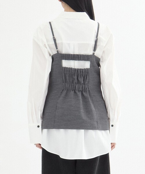 UNITED TOKYO（ユナイテッドトウキョウ）の「【残りわずか！】リネンライクオープンラップデザインビスチェ｜ウォッシャブル/セットアップ可/春服（その他トップス・レディース・グレー/ベージュ・FREE）」の9枚目の写真