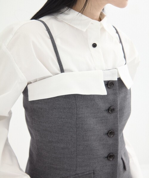 UNITED TOKYO（ユナイテッドトウキョウ）の「【残りわずか！】リネンライクオープンラップデザインビスチェ｜ウォッシャブル/セットアップ可/春服（その他トップス・レディース・グレー/ベージュ・FREE）」の10枚目の写真