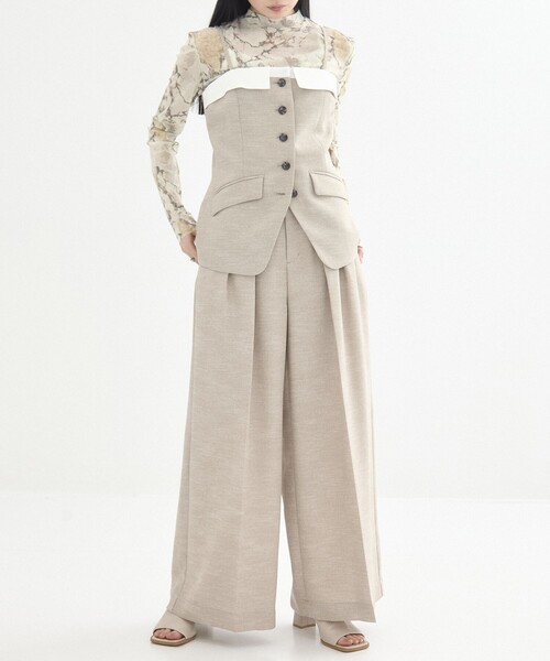 UNITED TOKYO（ユナイテッドトウキョウ）の「【残りわずか！】リネンライクオープンラップデザインビスチェ｜ウォッシャブル/セットアップ可/春服（その他トップス・レディース・グレー/ベージュ・FREE）」の13枚目の写真