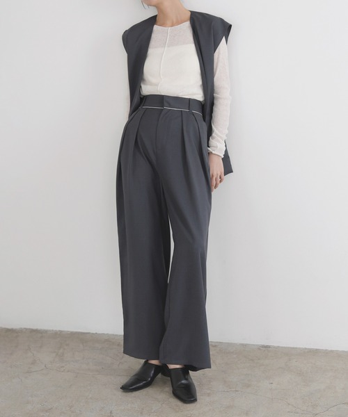 パンツ Lien LIAN｜サテンラインイージーパンツ | Rakuten Fashion(楽天