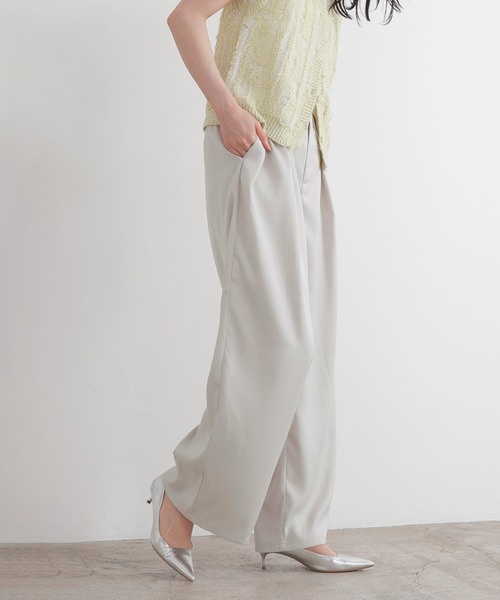 リネンタッチワイドパンツ（スラックス）｜LIAN（リアン）の