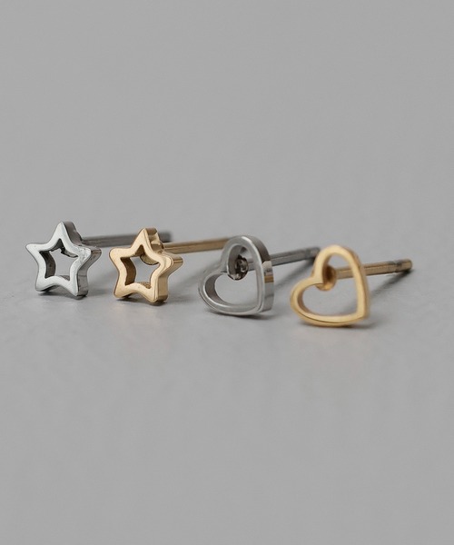 ORLEAN(オルレアン)の「【ORLEAN】スター ハート モチーフミニピアス(ピアス(両耳用)・レディース・ゴールド/シルバー系1/シルバー/ゴールド系1・フリー)」の5枚目の写真