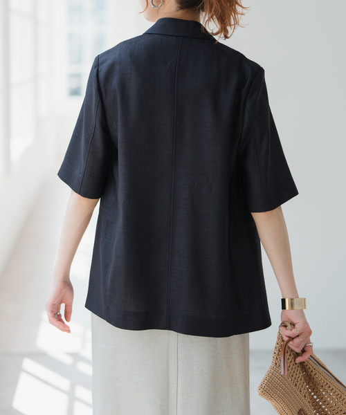 Spick & Span（スピックアンドスパン）の「ライトドライクロスハーフスリーブジャケット（テーラードジャケット・レディース・ネイビー/タン・36/38）」の22枚目の写真