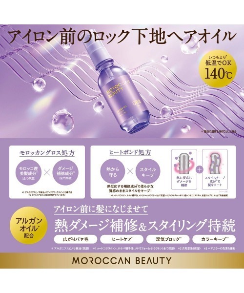 MOROCCAN BEAUTY(モロッカンビューティー)の「モロッカンビューティ ヘアオイル(ヘアオイル/ヘアミルク・レディース・ディープモイスト/エクストラリッチ/ハイドロリペア/ヒートボンド プライマー・FREE)」の6枚目の写真