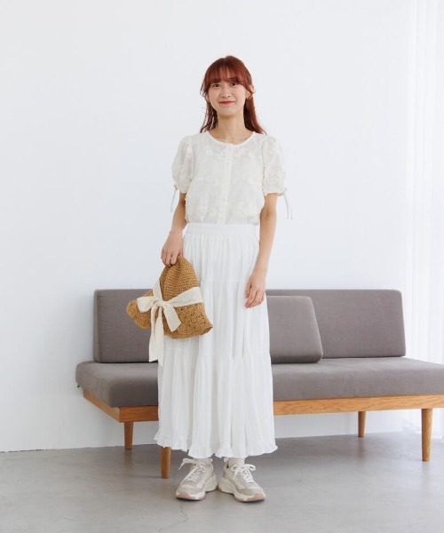 flower（フラワー）の「ブルームエンブロイダリートップ（シャツ/ブラウス・レディース・イエロー/ホワイト/グリーン/ピンク・FREE）」の7枚目の写真