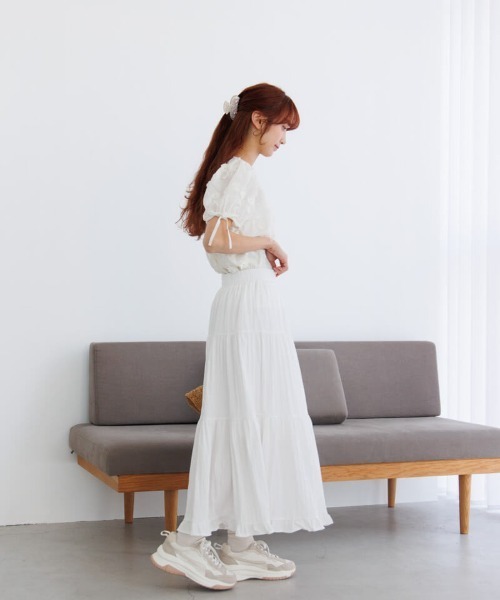 flower（フラワー）の「ブルームエンブロイダリートップ（シャツ/ブラウス・レディース・イエロー/ホワイト/グリーン/ピンク・FREE）」の8枚目の写真