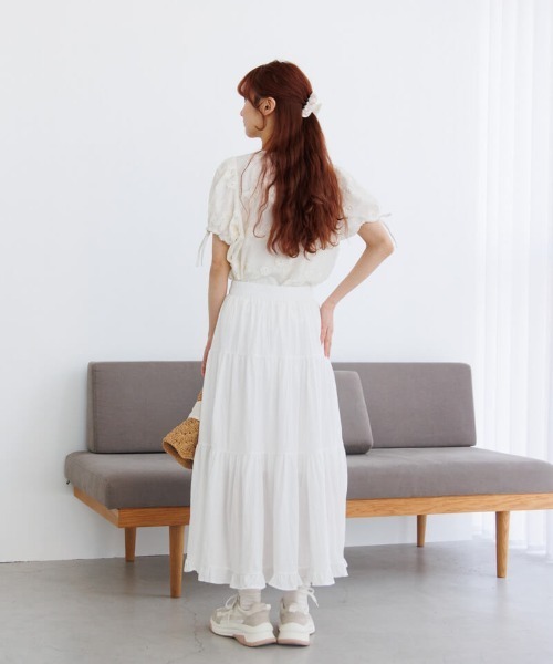 flower（フラワー）の「ブルームエンブロイダリートップ（シャツ/ブラウス・レディース・イエロー/ホワイト/グリーン/ピンク・FREE）」の9枚目の写真