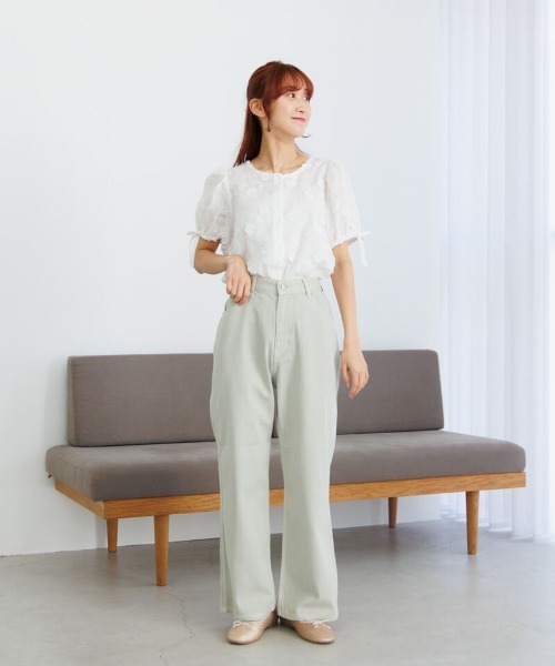 flower（フラワー）の「ブルームエンブロイダリートップ（シャツ/ブラウス・レディース・イエロー/ホワイト/グリーン/ピンク・FREE）」の13枚目の写真