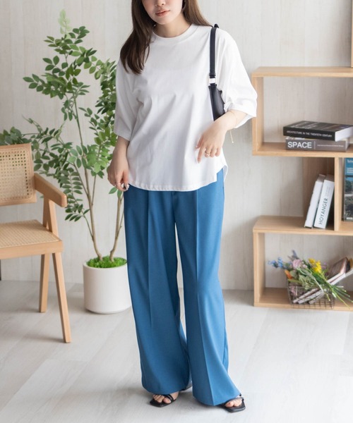 NAVY(ネイビー)の「nAvySARARI クループルオーバー(Tシャツ/カットソー・レディース・オフホワイト/サックスブルー/チャコールグレー・L/M)」の4枚目の写真