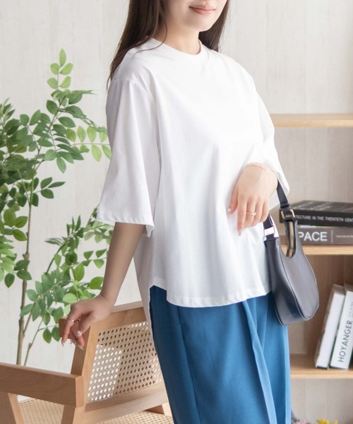NAVY(ネイビー)の「nAvySARARI クループルオーバー(Tシャツ/カットソー・レディース・オフホワイト/サックスブルー/チャコールグレー・L/M)」の6枚目の写真
