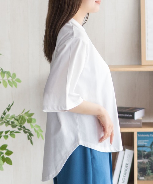 NAVY(ネイビー)の「nAvySARARI クループルオーバー(Tシャツ/カットソー・レディース・オフホワイト/サックスブルー/チャコールグレー・L/M)」の7枚目の写真