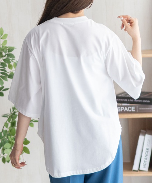 NAVY(ネイビー)の「nAvySARARI クループルオーバー(Tシャツ/カットソー・レディース・オフホワイト/サックスブルー/チャコールグレー・L/M)」の8枚目の写真