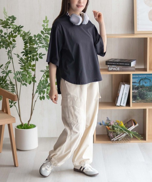 NAVY(ネイビー)の「nAvySARARI クループルオーバー(Tシャツ/カットソー・レディース・オフホワイト/サックスブルー/チャコールグレー・L/M)」の10枚目の写真