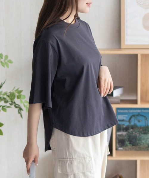 NAVY(ネイビー)の「nAvySARARI クループルオーバー(Tシャツ/カットソー・レディース・オフホワイト/サックスブルー/チャコールグレー・L/M)」の13枚目の写真