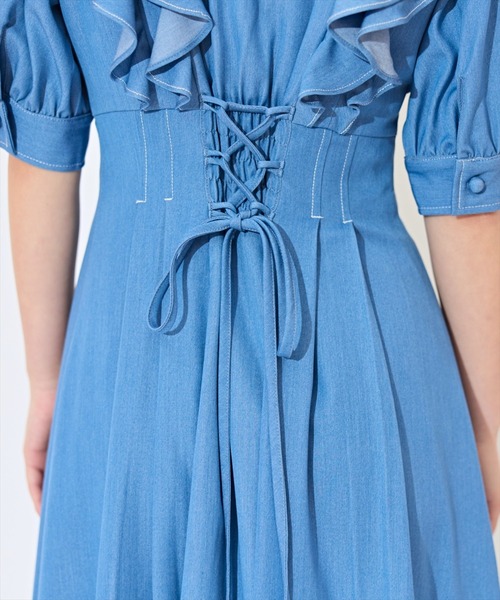 WILLSELECTION（ウィルセレクション）の「ラッフルリボンタイシャツワンピース（ワンピース・レディース・サックスブルー/ネイビー/イエロー/ブラック系その他/オフホワイト/ピンク/パープル/ブルー・FREE）」の16枚目の写真