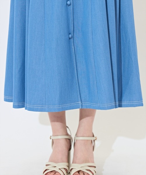 WILLSELECTION（ウィルセレクション）の「ラッフルリボンタイシャツワンピース（ワンピース・レディース・サックスブルー/ネイビー/イエロー/ブラック系その他/オフホワイト/ピンク/パープル/ブルー・FREE）」の17枚目の写真