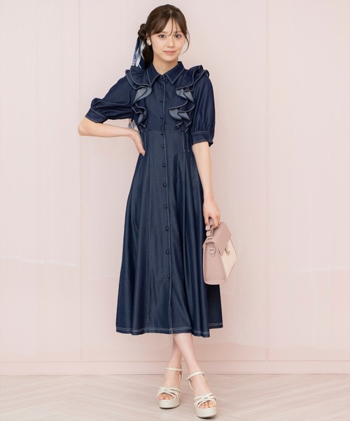 ウィルセレクション　リボンタイワンピース WILLSELECTION ワンピース ラッフルリボンタイシャツワンピース