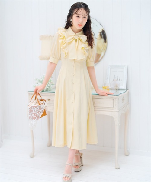 WILL SELECTION リボンワンピース イエロー ウィルセレクション WILLSELECTION（ウィルセレクション）の「ラッフルリボンタイ