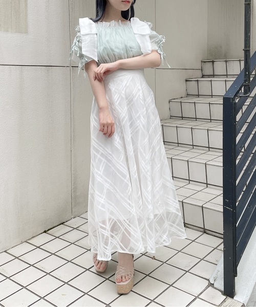 abc une face（アーベーセーアンフェイス）の「袖リボンオフショルトップス（シャツ/ブラウス・レディース・ホワイト/ピンク/グレー/グリーン・FREE）」の17枚目の写真