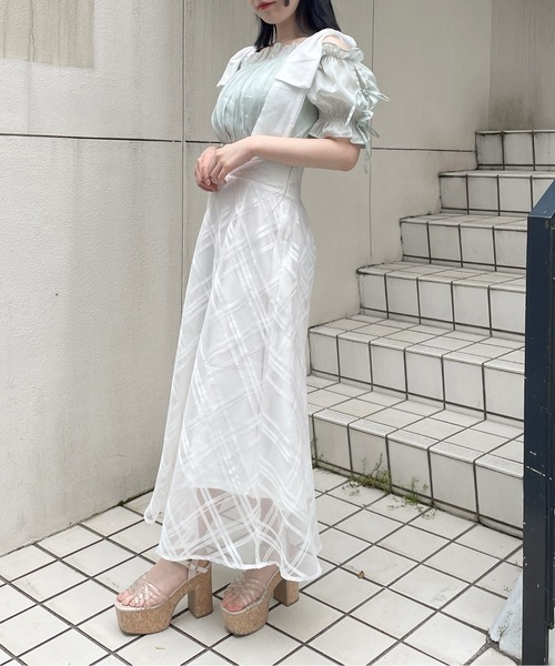 abc une face（アーベーセーアンフェイス）の「袖リボンオフショルトップス（シャツ/ブラウス・レディース・ホワイト/ピンク/グレー/グリーン・FREE）」の16枚目の写真