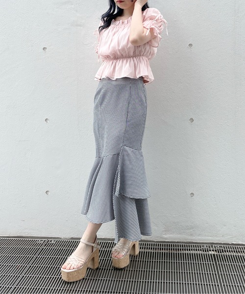 abc une face（アーベーセーアンフェイス）の「袖リボンオフショルトップス（シャツ/ブラウス・レディース・ホワイト/ピンク/グレー/グリーン・FREE）」の22枚目の写真