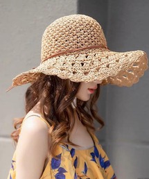 TONE SELECT GOODS（トーンセレクトグッズ）の「pur chouchou/クロシェ編み リボン 麦わら ペーパーハット P4461（ハット）」