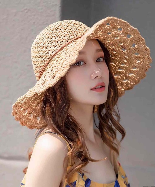 TONE SELECT GOODS（トーンセレクトグッズ）の「pur chouchou/クロシェ編み リボン 麦わら ペーパーハット P4461（ハット・レディース・ブラウン/ベージュ・FREE）」の3枚目の写真