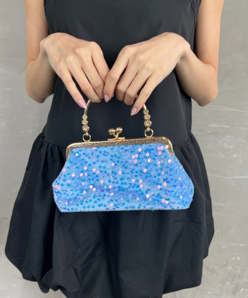 tolene(トレネ)の「2way スパンコールハンドバッグ シィルダーバッグ がま口 チェーンストラップ(ハンドバッグ・レディース・ブラック/ライトブルー/ホワイト・ONE SIZE)」の13枚目の写真