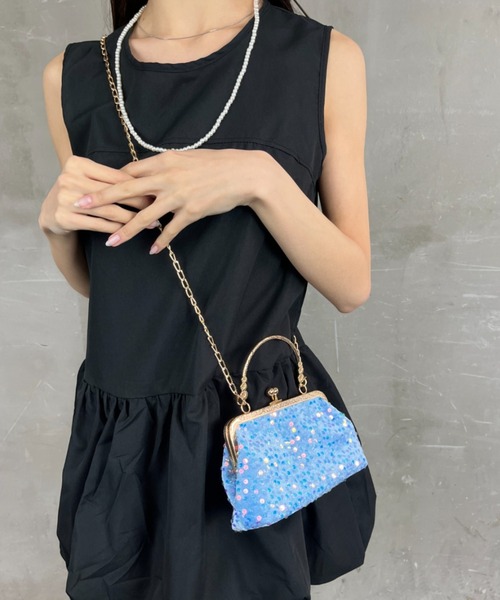 ◆新品タグ付き◆SANTI 2wayラインストーンジュエルバッグ　がま口タイプ セール】2way スパンコールハンドバッグ シィルダーバッグ