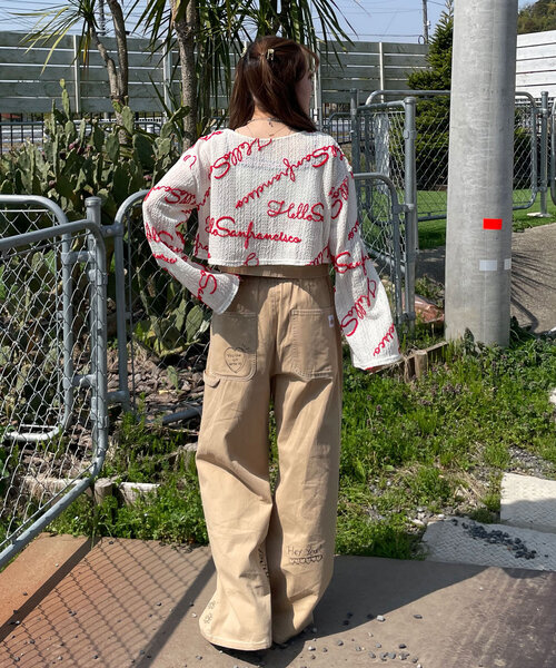 HELLO.SANFRANCISCO(ハローサンフランシスコ)の「【HELLO.SANFRANCISCO/ハローサンフランシスコ】2WAYロゴコード刺繍ボレロ(Tシャツ/カットソー・レディース・ブラック/オフホワイト/ピンク・ONE SIZE)」の10枚目の写真