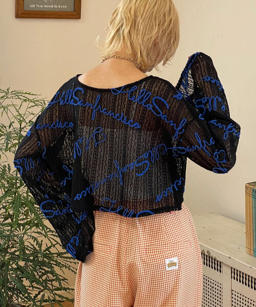 HELLO.SANFRANCISCO(ハローサンフランシスコ)の「【HELLO.SANFRANCISCO/ハローサンフランシスコ】2WAYロゴコード刺繍ボレロ(Tシャツ/カットソー・レディース・ブラック/オフホワイト/ピンク・ONE SIZE)」の21枚目の写真