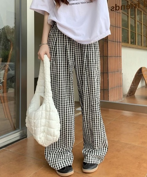 Sibra（シブラ）の「チェック柄リラックスワイドパンツ（その他パンツ・レディース・ブルー/ブラック・M）」の9枚目の写真