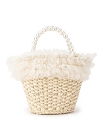 couture brooch | フリルデザインパール調ハンドルカゴバッグ(ハンドバッグ)