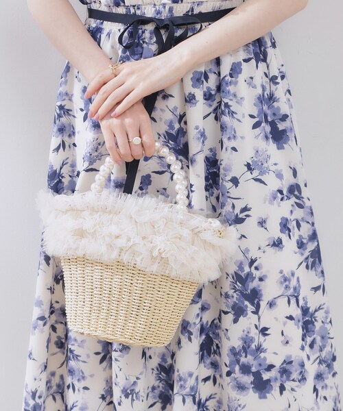 couture brooch(クチュールブローチ)の「◆フリルデザインパール調ハンドルカゴバッグ(ハンドバッグ・レディース・アイボリー/ブラウン系・00)」の12枚目の写真