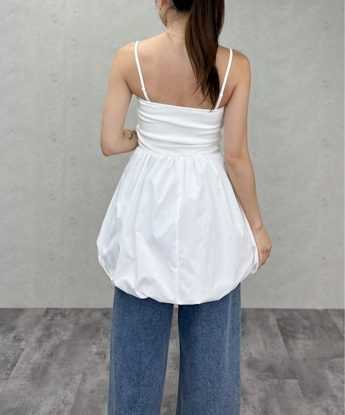 Per sist ence(パーシエンス)の「カップ付き2WAYバルーンミニワンピ/チュニック/キャミソール(ワンピース・レディース・ブラック/オフホワイト・ONE SIZE)」の10枚目の写真