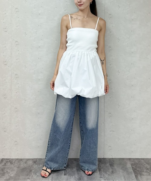 Per sist ence(パーシエンス)の「カップ付き2WAYバルーンミニワンピ/チュニック/キャミソール(ワンピース・レディース・ブラック/オフホワイト・ONE SIZE)」の13枚目の写真