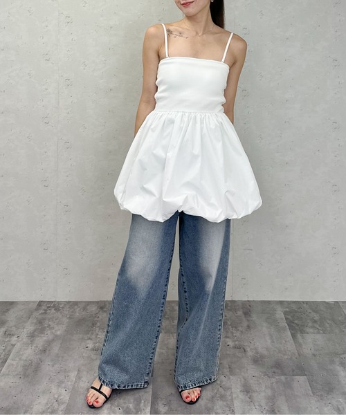 Per sist ence(パーシエンス)の「カップ付き2WAYバルーンミニワンピ/チュニック/キャミソール(ワンピース・レディース・ブラック/オフホワイト・ONE SIZE)」の14枚目の写真