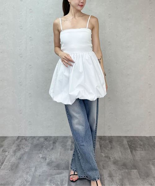 Per sist ence(パーシエンス)の「カップ付き2WAYバルーンミニワンピ/チュニック/キャミソール(ワンピース・レディース・ブラック/オフホワイト・ONE SIZE)」の15枚目の写真