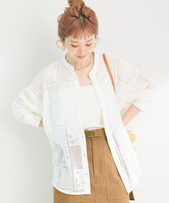【未使用タグ付き】　ベーセーストック　ブラウス シャツ レースシャツ ブラック セール】手洗い可 / レースシャツ（シャツ/ブラウス）｜B.C