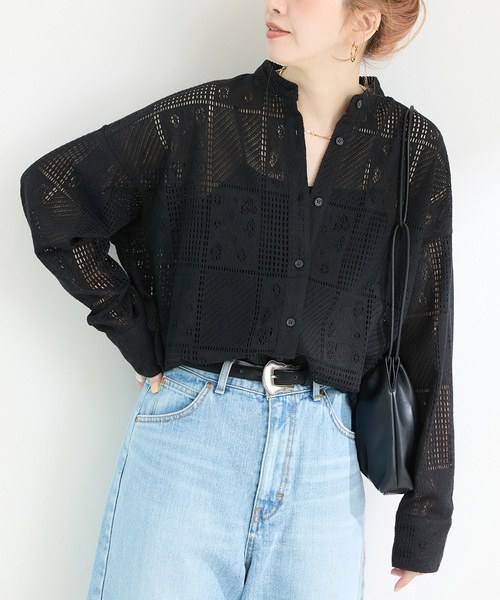 B.C STOCK(ベーセーストック)の「《追加》手洗い可 / レースシャツ(シャツ/ブラウス・レディース・ブラック/ホワイト・FREE)」の2枚目の写真