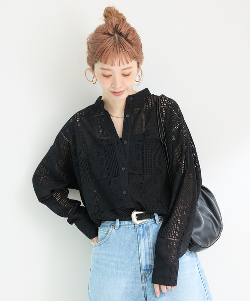 B.C STOCK(ベーセーストック)の「《追加》手洗い可 / レースシャツ(シャツ/ブラウス・レディース・ブラック/ホワイト・FREE)」の9枚目の写真